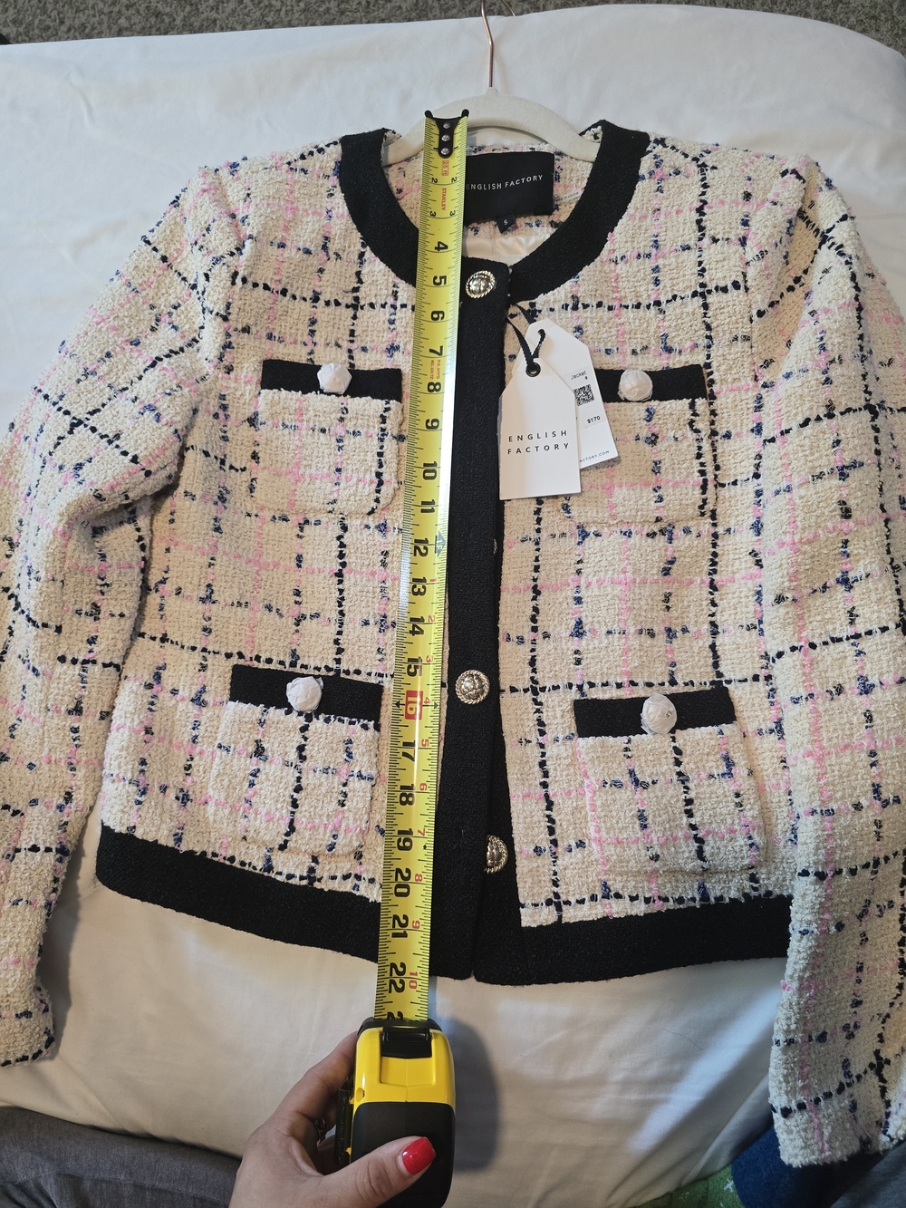 NWT English Factory Tweed Blazer Jacket With Gold Buttons - Picture 16 of 16